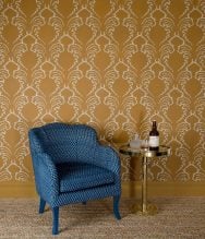 Pineapple Frond Wallpaper - Cream On Ochre - Soane Britain