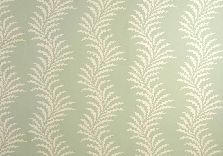 Scrolling Fern Frond Wallpaper - Cream On Duck Egg Blue - Soane Britain