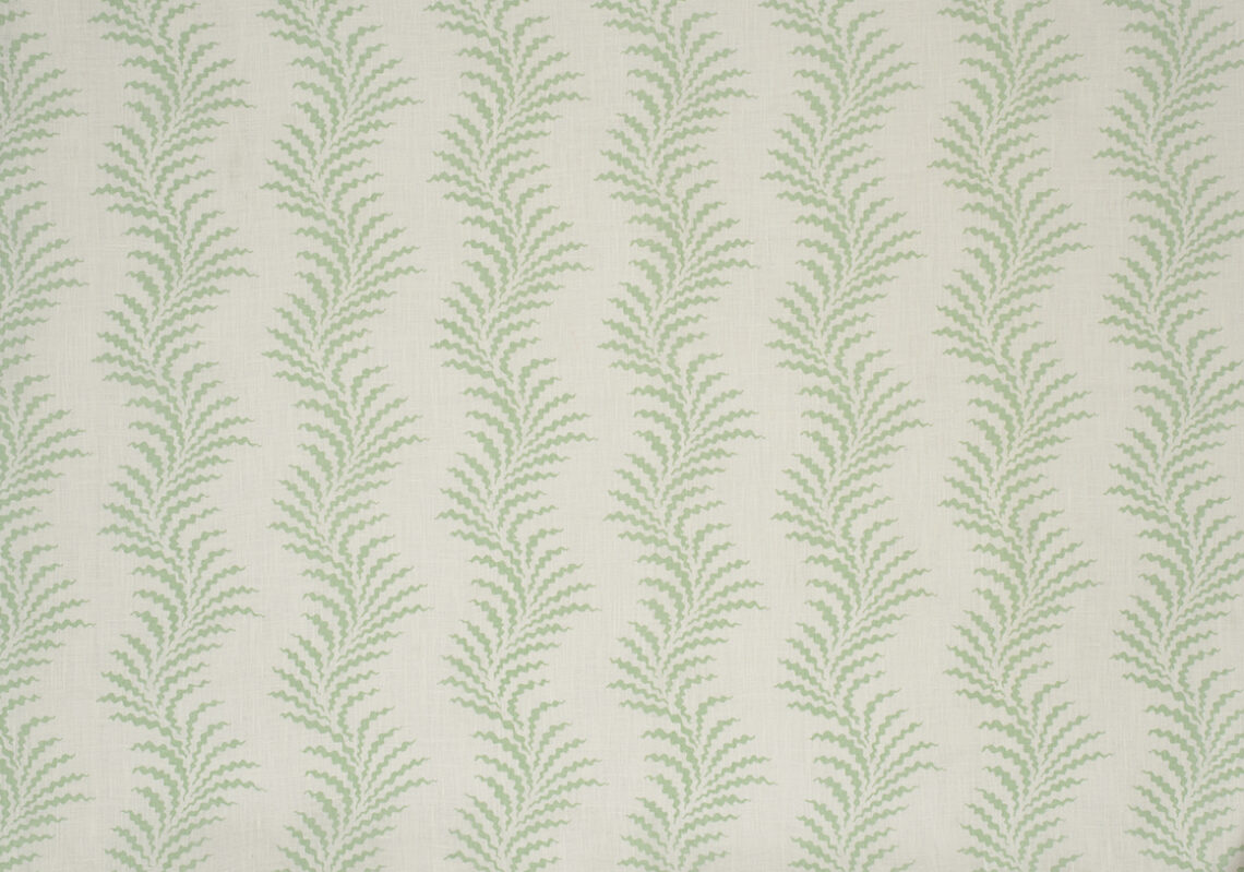 Scrolling Fern Silhouette - Leaf Green - Linen Lawn - Soane Britain